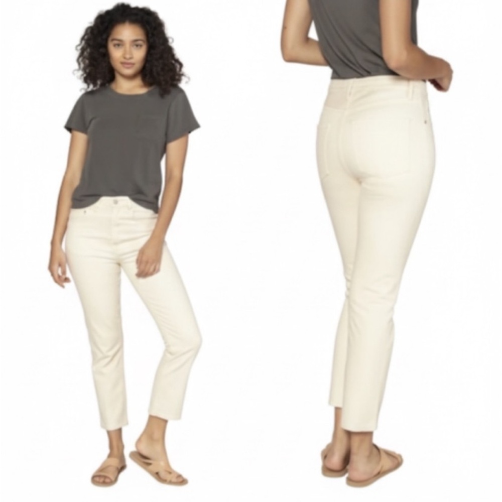 NWT Outerknown SEA Jeans Ivory Cream Dune High Rise Ankle Crop Organic Cotton